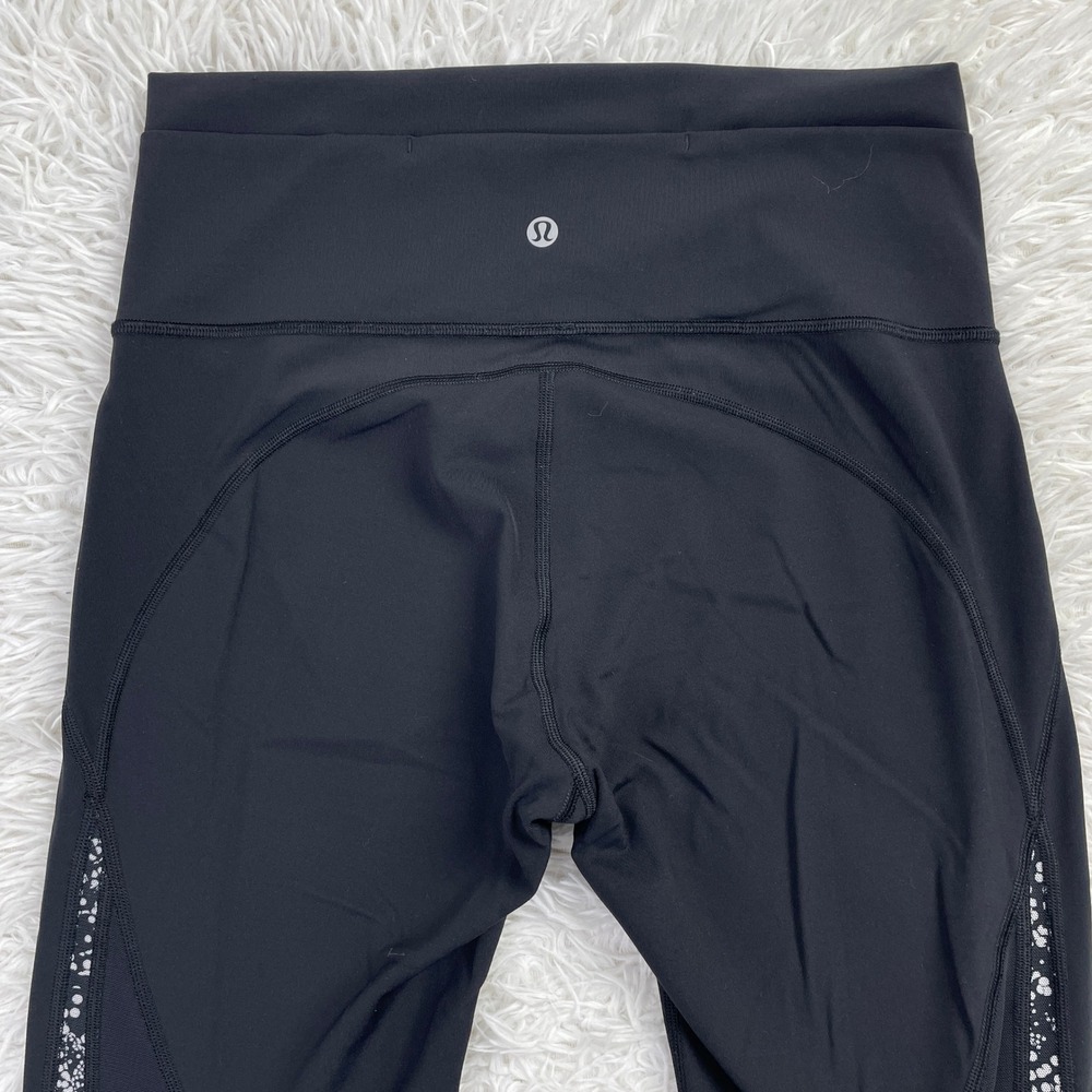 Lululemon Pants Womens 8 Black‎ Mix & Mesh Crop 21" Leggings Yoga Luxtreme Gym - Picture 9 of 10
